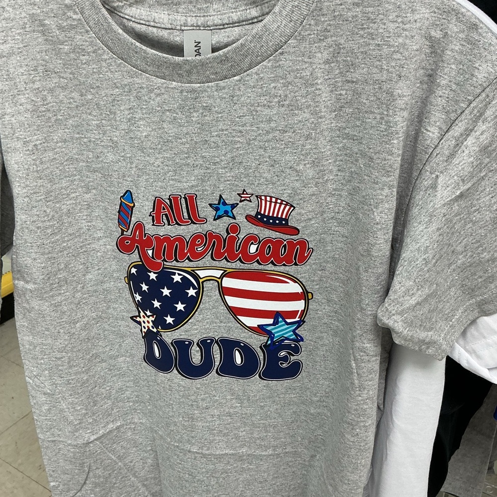 Gray All American Dude T-Shirt Youth Size Large